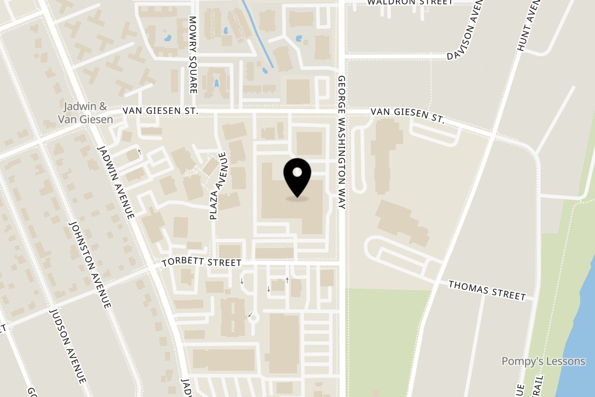 Map showing the location of La Bella Vita Kitchen and Bar on 1515 George Washington Way in Richland